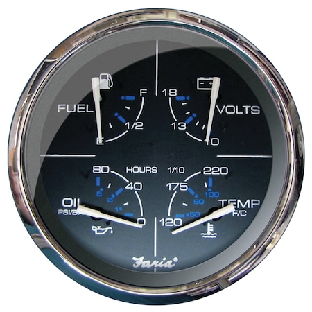 Faria Beede Instruments 5" Multifunction Gauge Chesapeake Black w/Stainless Steel - Fuel 33762